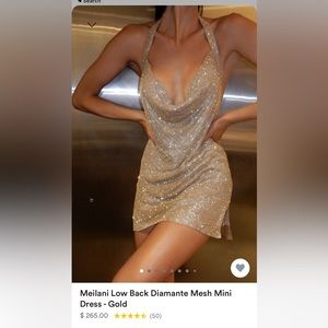 Meshki Low Back Diamante Mesh Mini Dress